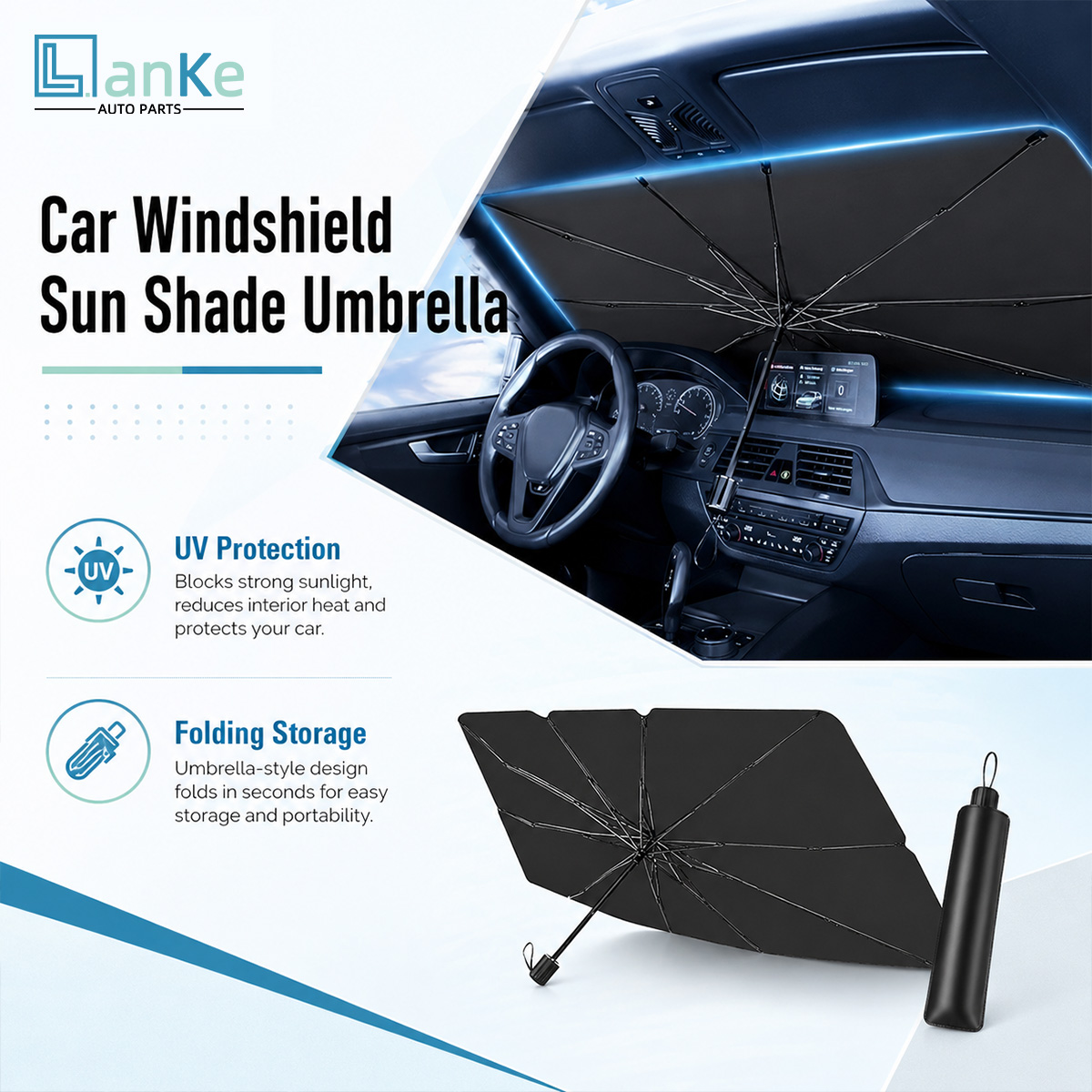 Car Sunshade Windshield Umbrella Foldable - Складной солнцезащитный экран для лобового стекла
